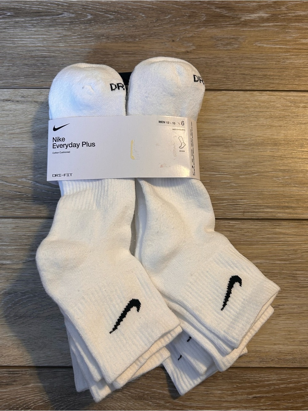 Nike White Crew Socks with Black Swoosh (2 Pairs)